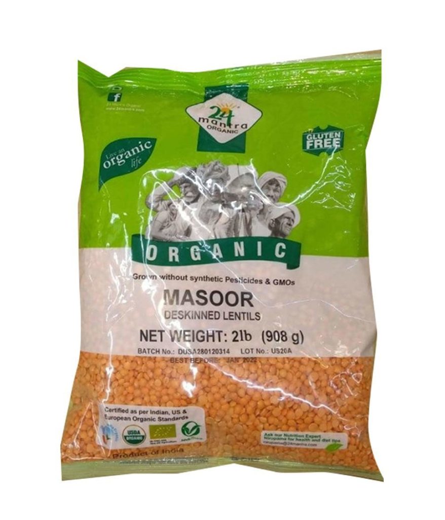 24 Mantra Organic Masoor Deskinned Lentils - 2 Lb - Brooklyn's Finest 